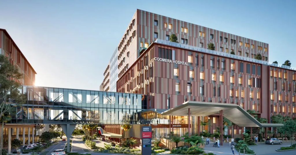 render of coomera hospital currently under construction 2026