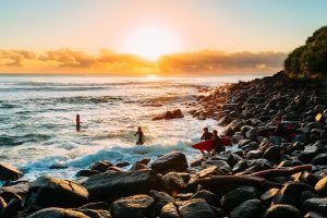 surfing locals at burleigh heads, gold coast